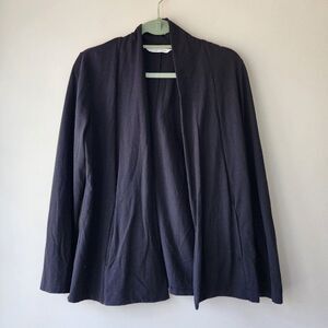 Isaac Mizrahi Live Women's Open Front Sweater | XXS | Black Lightweight Pockets